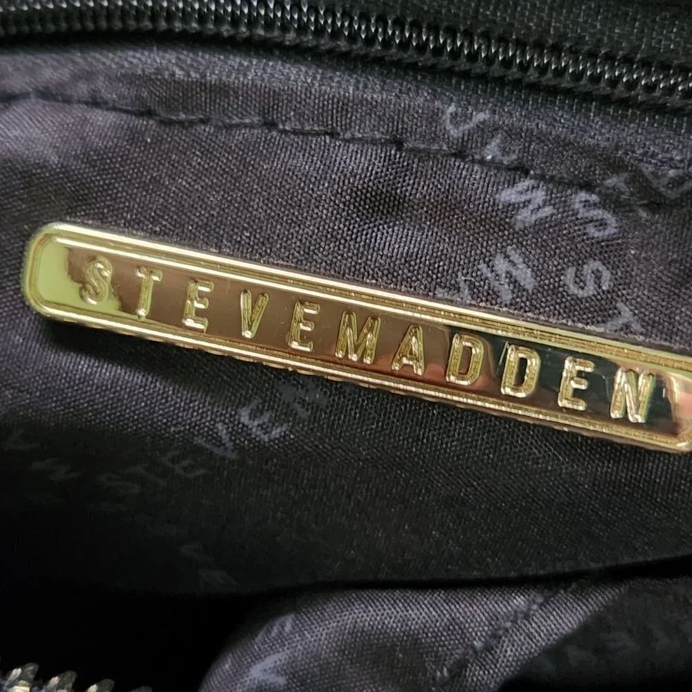 Steve Madden Bjeanne Black Faux Leather Tote Bag